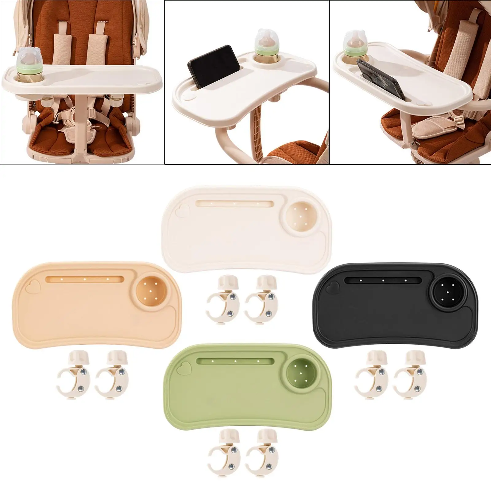 Universal Stroller Tray Attachment with Cup and Mobile Phone Holder Snack Table Organizer for Baby Walks - view 5