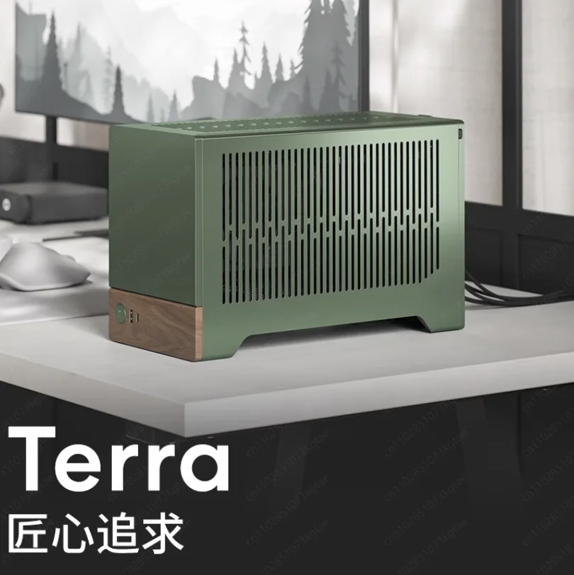Fractal Technology FD Case Terra Mini Anodized Aluminum Portable Computer Walnut Desktop ITX Case