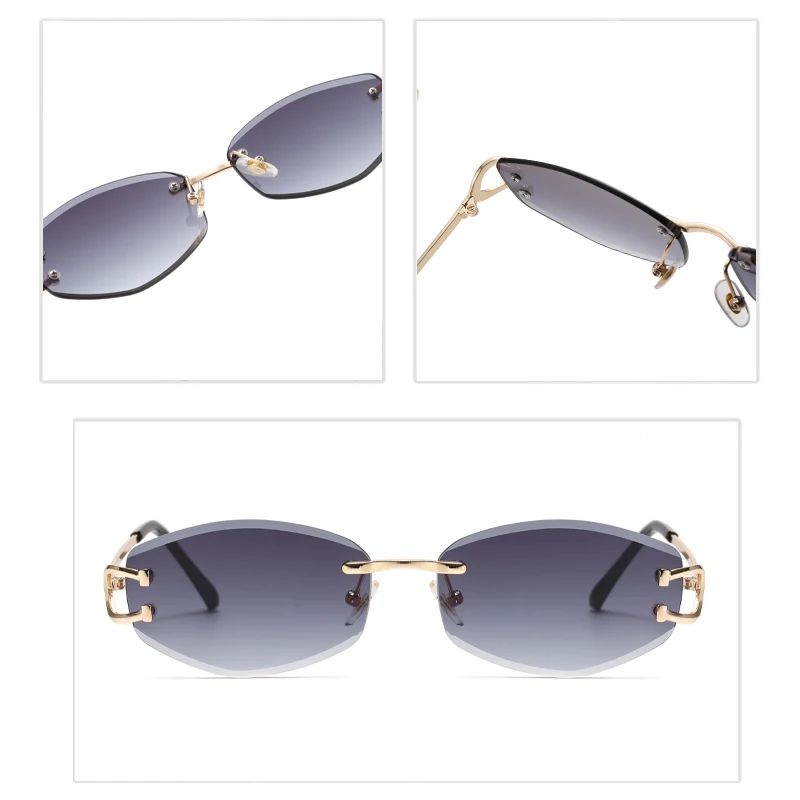 Lunettes de soleil sans cadre pour hommes et femmes, multicolores, haut de gamme, en métal, Style neutre, de rue, Uv400