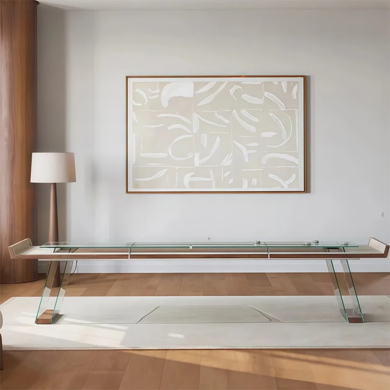 Tempered transparent glass shuffleboard table luxury club designer sand arc table home entertainment sandpot table