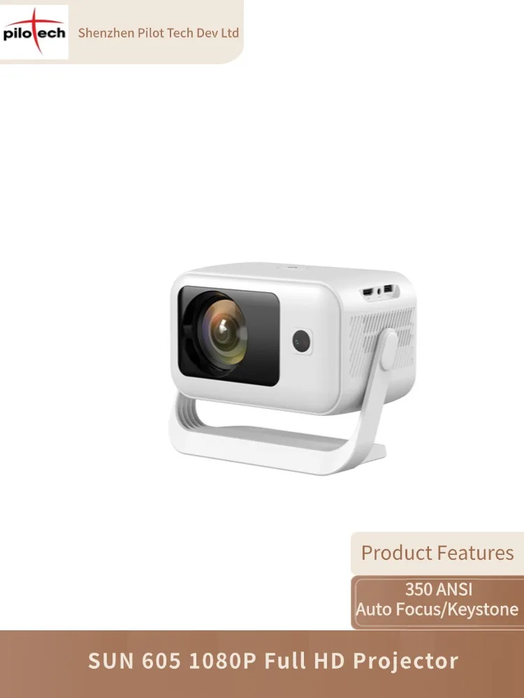 

SUN 605 1080P Full HD Projector, 350 ANSI LM, Android 12, Auto Focus/Keystone, WiFi 6 BT 5.4, 10000:1 Contrast, Home Theater