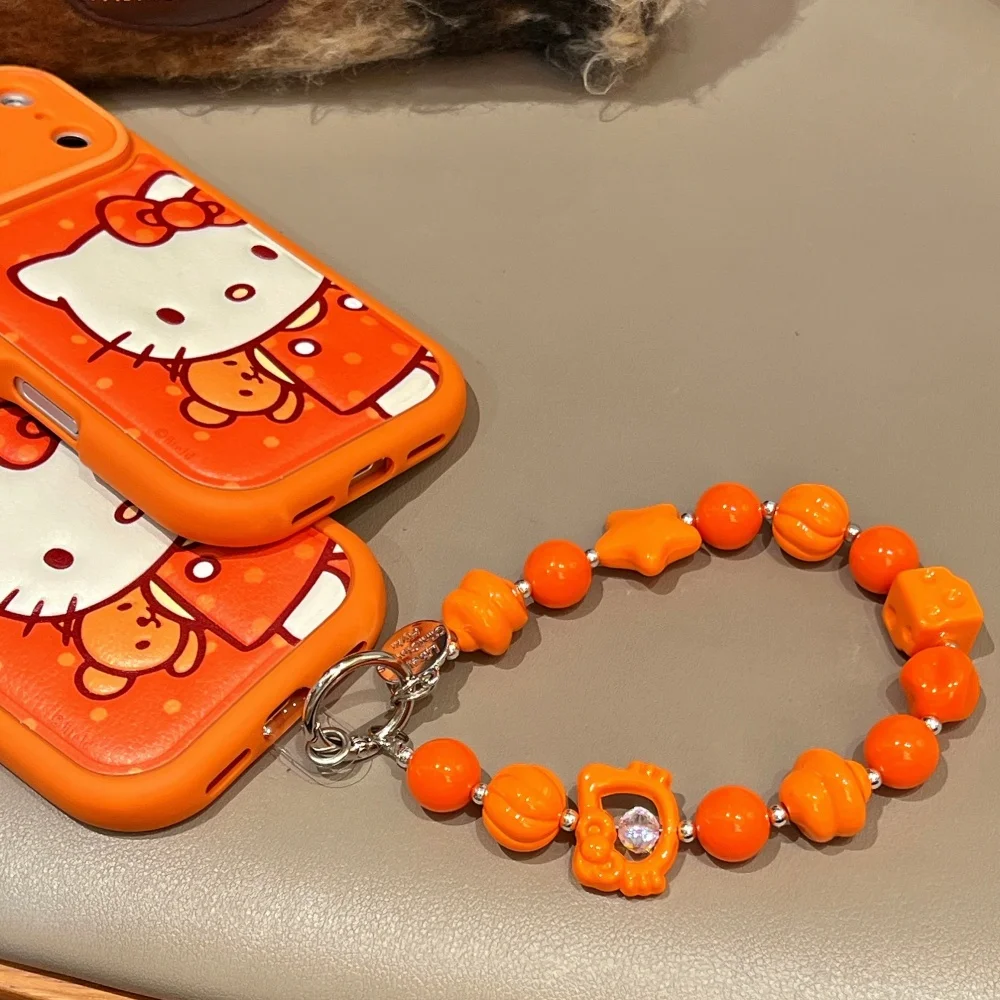 Leather Striped Orange Teddy Bear KT  Is Suitable For Apple Phone Case 17 Pro Max 16 15 Pro 14 13 Phone Case With Accessories view 5