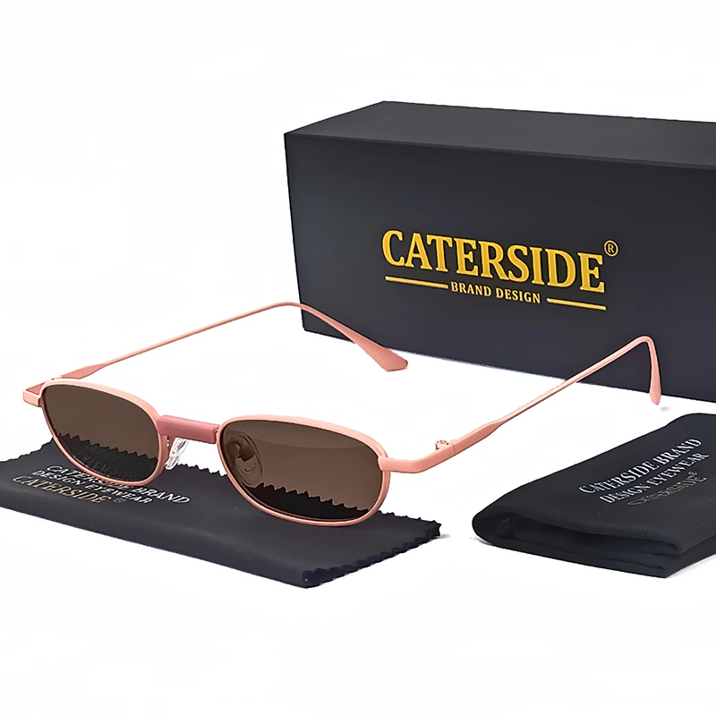 CATERSIDE Herren Hip-Hop-Sonnenbrille, Premium-Metall, kleiner Rahmen, Damen-Reise-, Business-, Party-, Urlaubsgeschenk, Dekorative Brille, UV400 – Detail 24