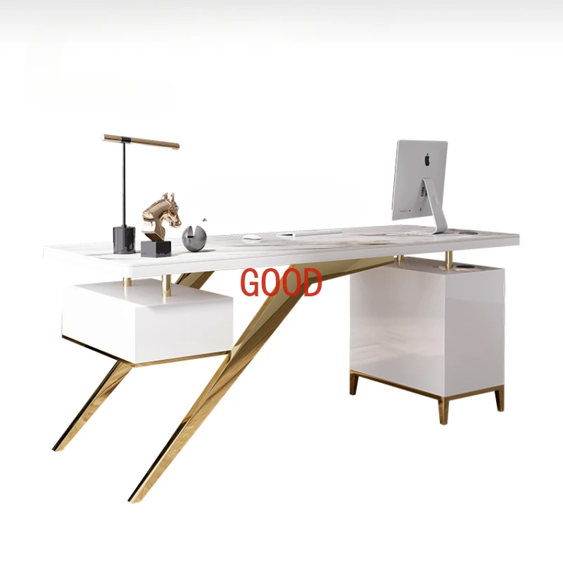 

XL Light Luxury Bright Stone Plate Desk Computer Desk Nordic Study Desk