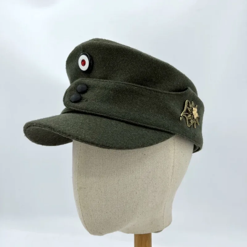 Everbright Store Snowy Flower Logo Mountain Woolen Hat Stage Play Reenactment Prop Replica Autumn and Winter Warm Short Eave Hat