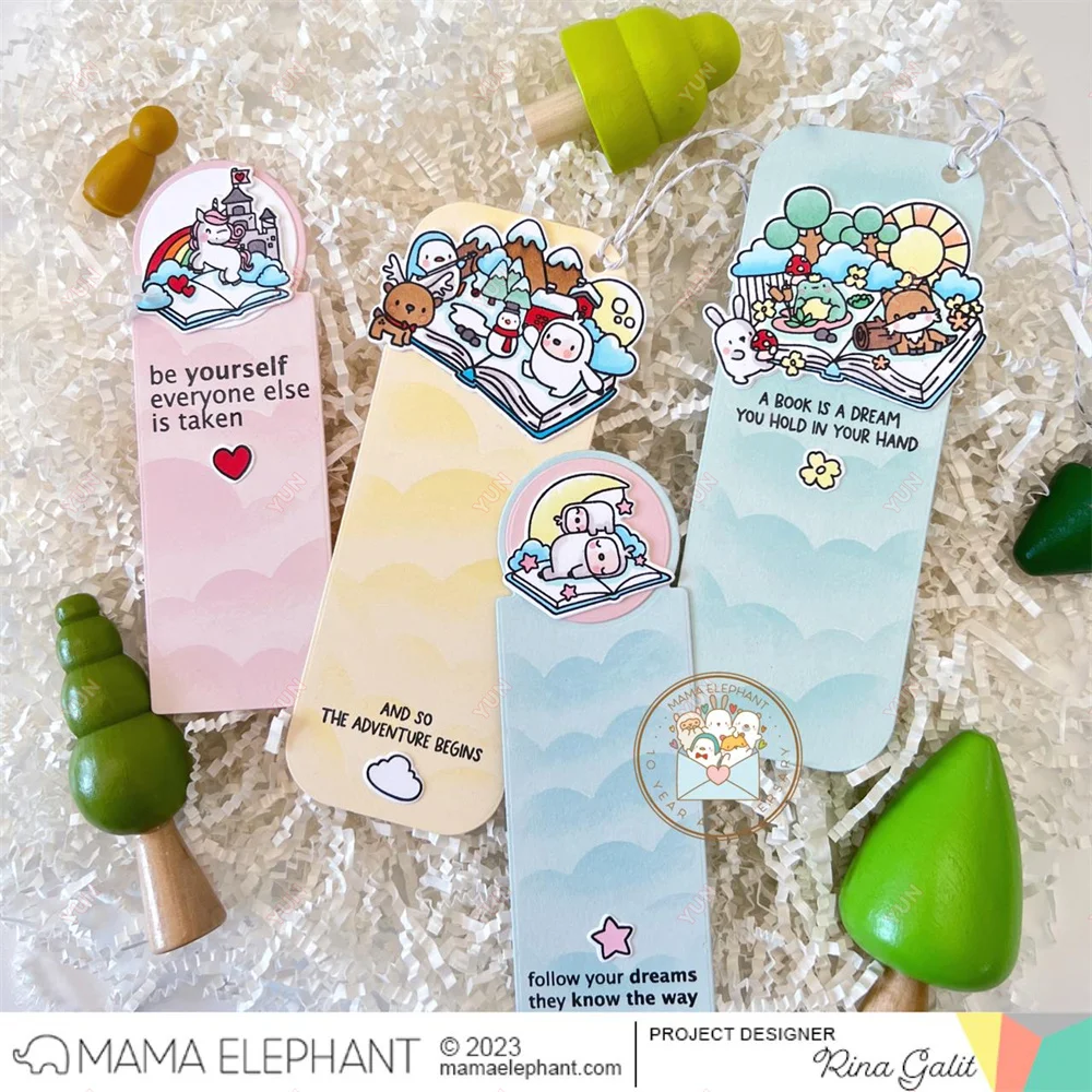 2023 New Small Elephant Book Frame Fan-Shaped Metal Cutting Die Stamps DIY Handmade Scrapbooking Diary Greeting Card Decoration