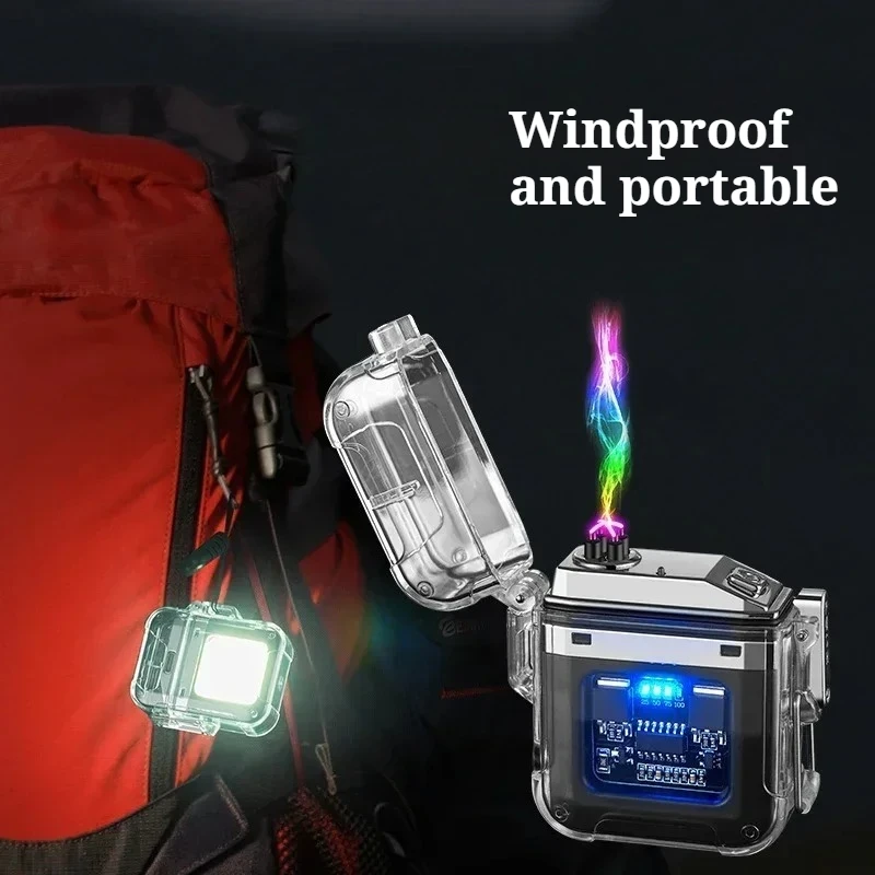 

Waterproof Lighter Windproof Lighter Electric Flashlight Transparent Plasma ARC USB Rechargeable Lighters Outdoor Camping Gift