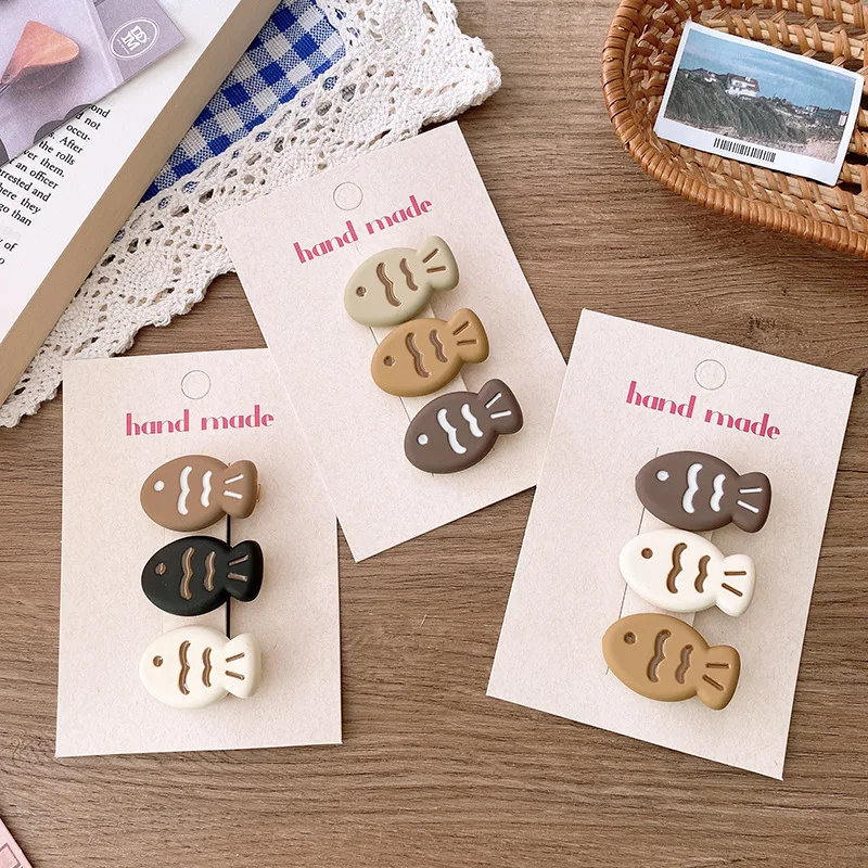 Horquillas de pez pequeño de dibujos animados para niños, Mini pinzas para el cabello coloridas de estilo coreano Y2k para niñas, accesorios para el cabello al por mayor, 3 uds.