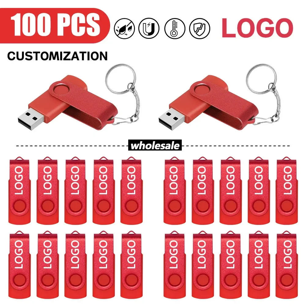 Tailored Logo 100pcs/lot Free Faster Shipping Pendrive 32GB 64GB 128MB Memory Stick Photography Gifts USB 2.0 Flash Pen Drive