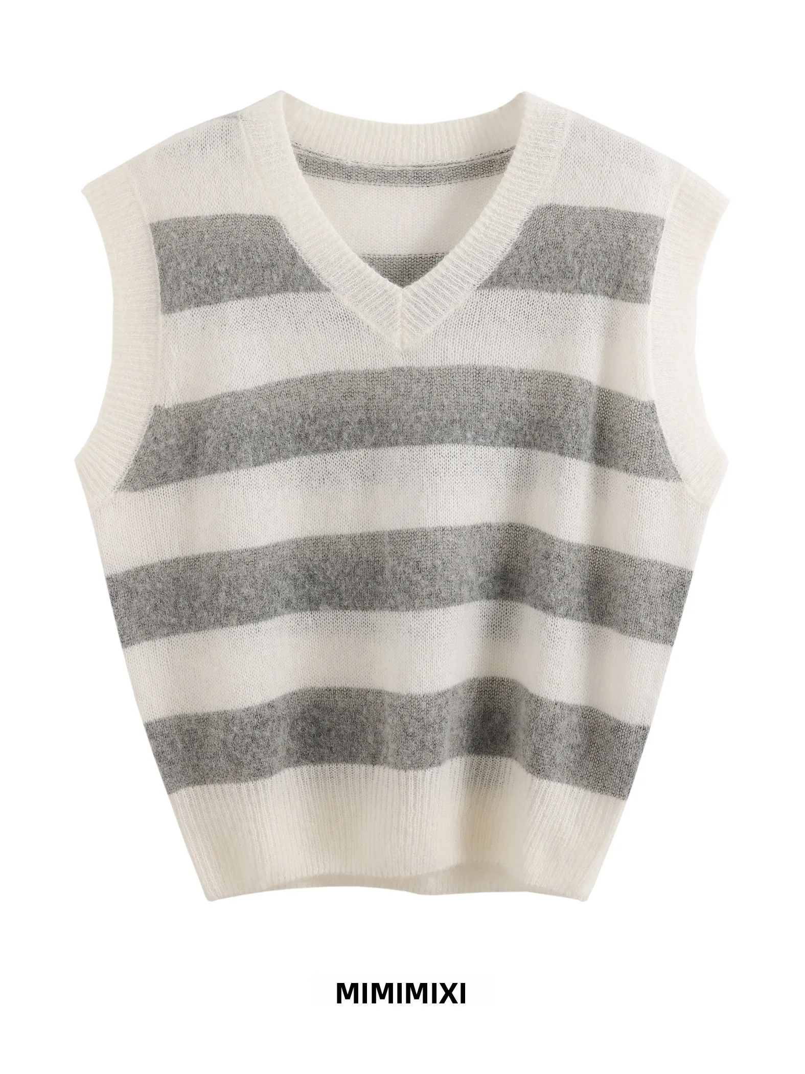 

Женский вязаный шерстяной жилет MIMI, полосатый свитер с конвертом, модный универсальный многослойный V-Ne, стандартный крой, среднее тепло