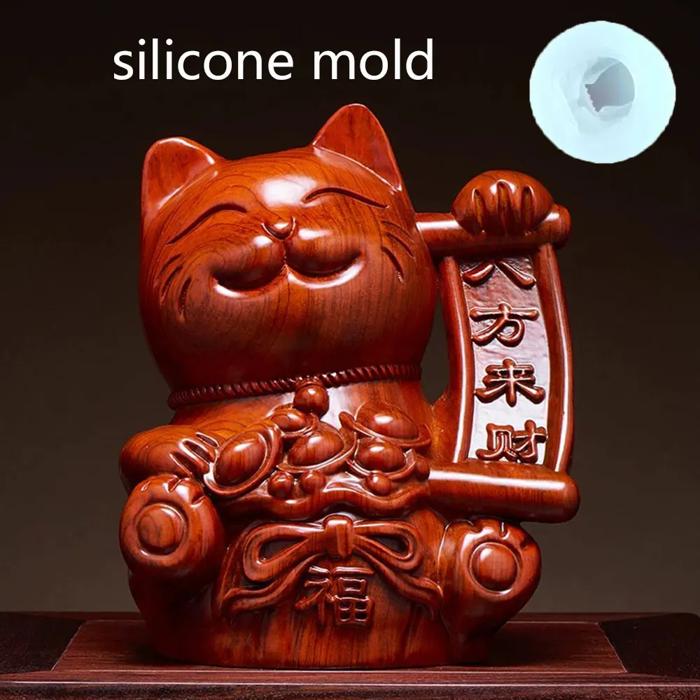 

12 см Fortune Cat гипсовая силиконовая форма DIY украшения дома украшения Lucky Cat смола свеча цементная форма для украшения дома подарки