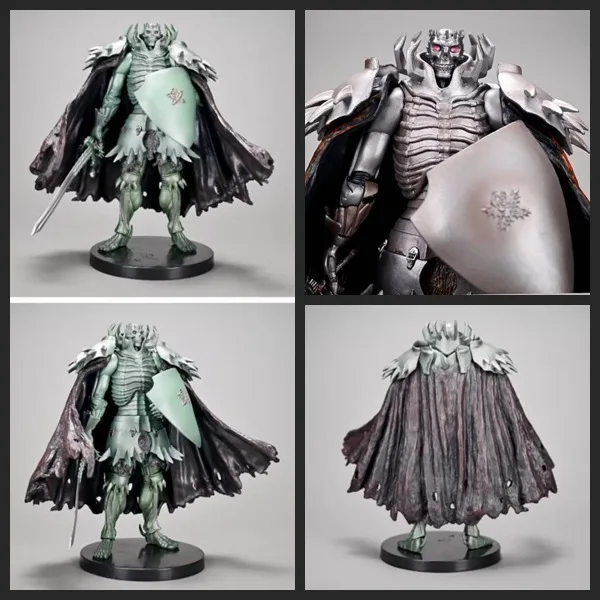 Anime peripheral figure Berserk green and silver Mr. Death cloak armor Skull Knight ornaments boxed hand-held about 21CM high