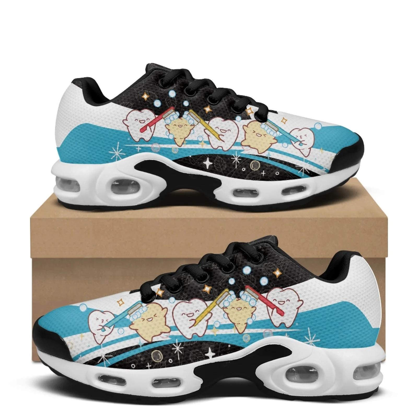 PENSTROLL Cute Teeth Brushing Print Tennis Sneakers Walking Shoes for Men, Air Cushion Easy Tennis Fashion Sneakers