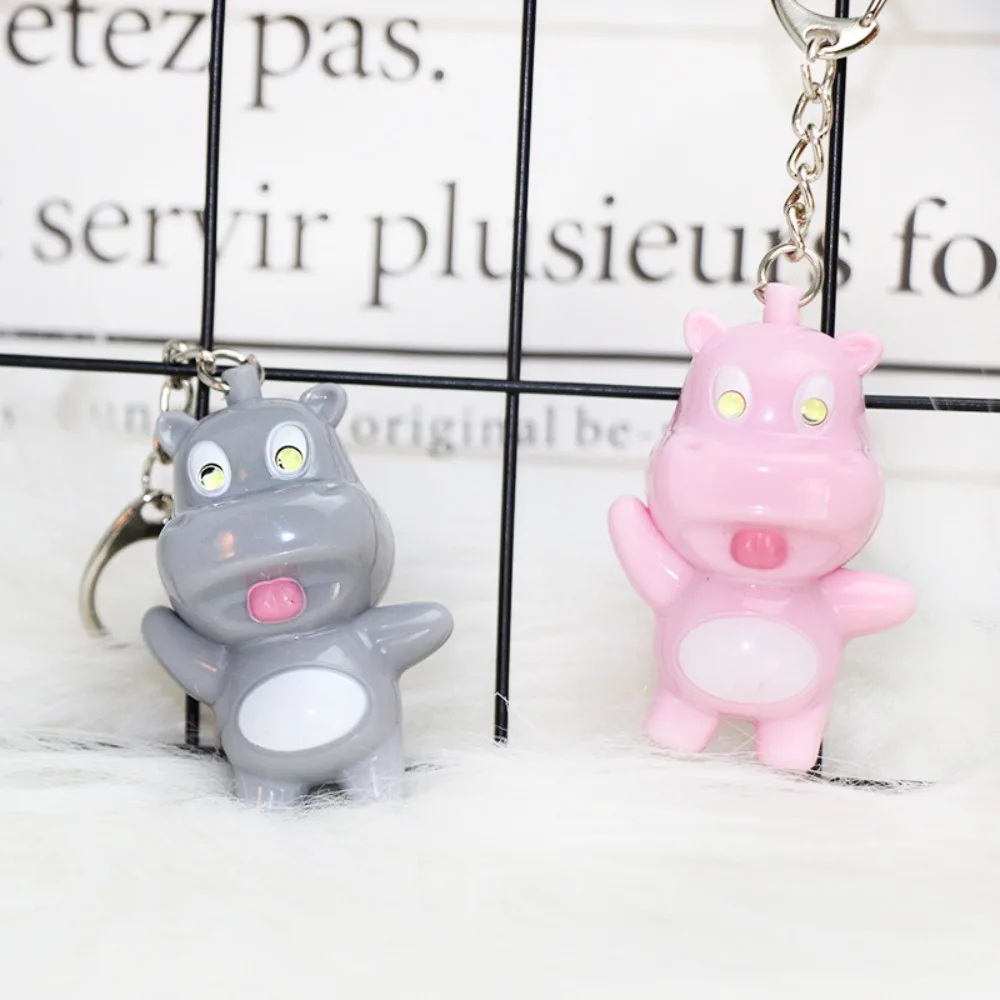 Mini Moo Deng Key Ring Luminiferous Waterproof Bouncing Pig Mu Dang Doll Plastic Thai Style Dwarf Hippo Pendant Zoo Souvenirs