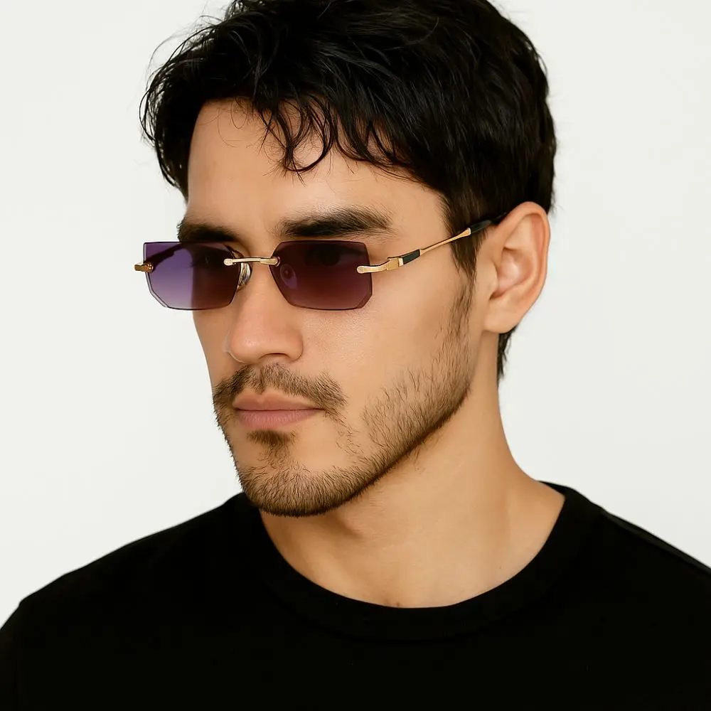 

Retro UV 400 Rimless Sunglasses Rectangle Y2K Men Sunglasses Metal Punk Driving Shades Eyewear Unisex