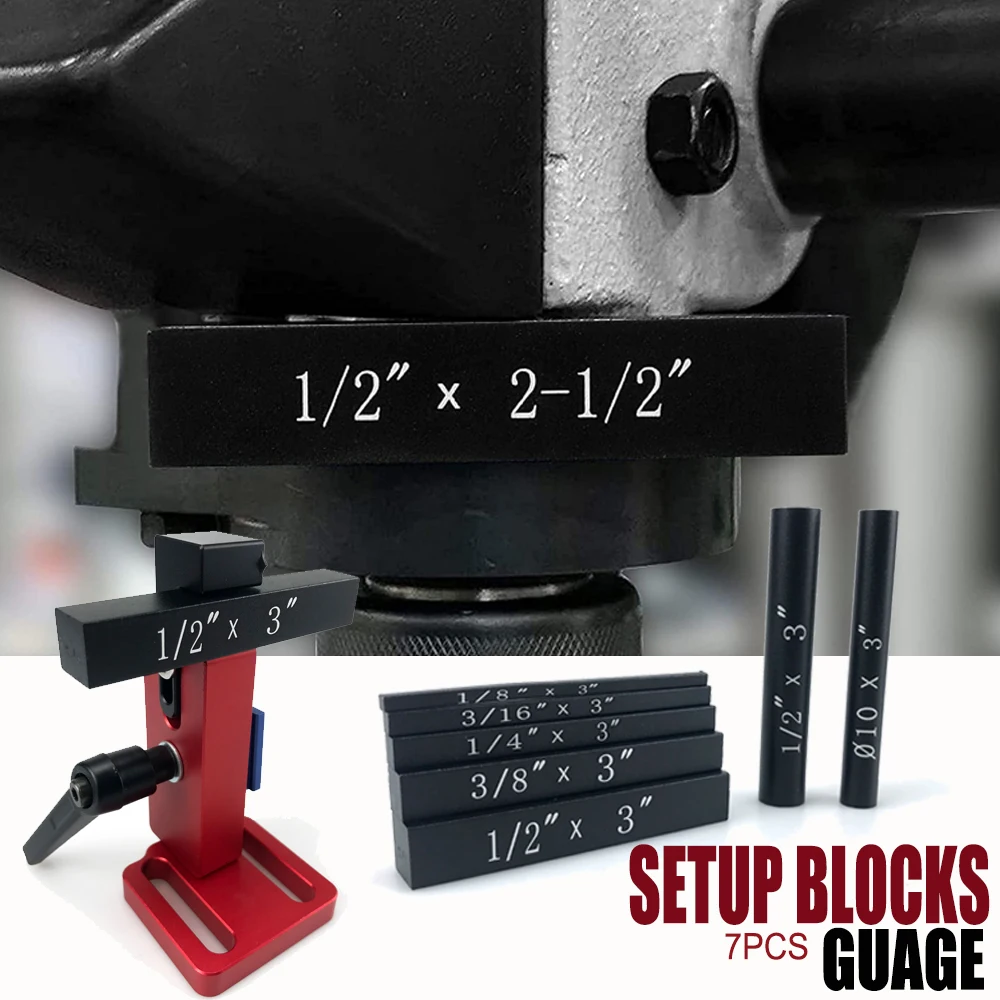 7Pcs Setup Blocks Precision Aluminum Woodworking Bar Metric Setup Blocks Bar Gauge for Table Saw Woodworking Accessories