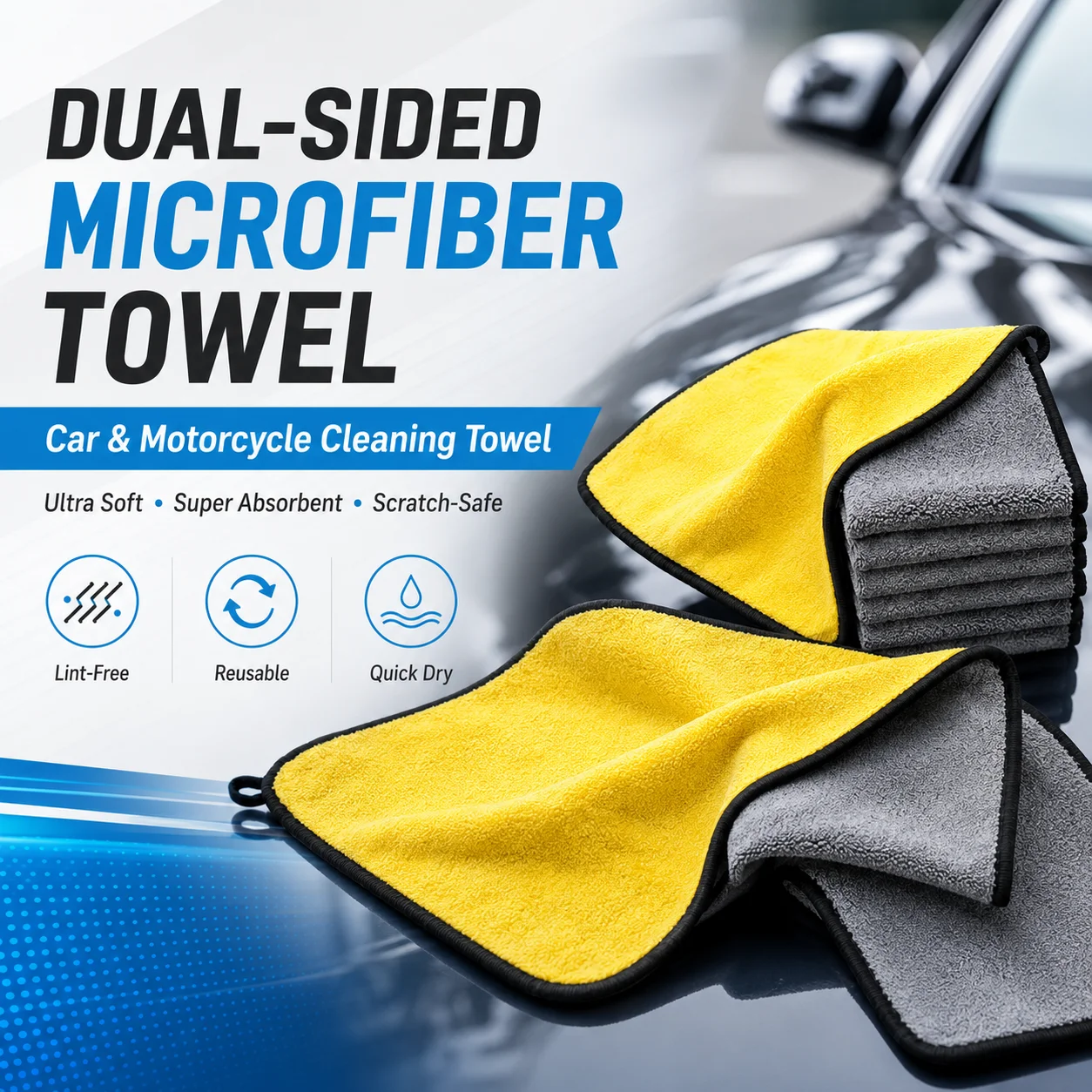 1/3/5/10PCS Car Motorcycle Microfiber Cleaning Towel Soft Scratch Free Detailing Cloth For Auto Wash Drying Polishing Interior