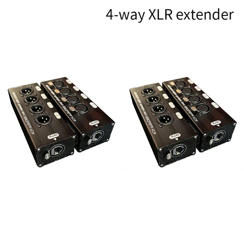 

Reliable 2Pair 4-Channel 3-Pin XLR Audio And DMX Over Network Cable Extender DMX512 Network Signal Extender 2 Male+2 Female Blac