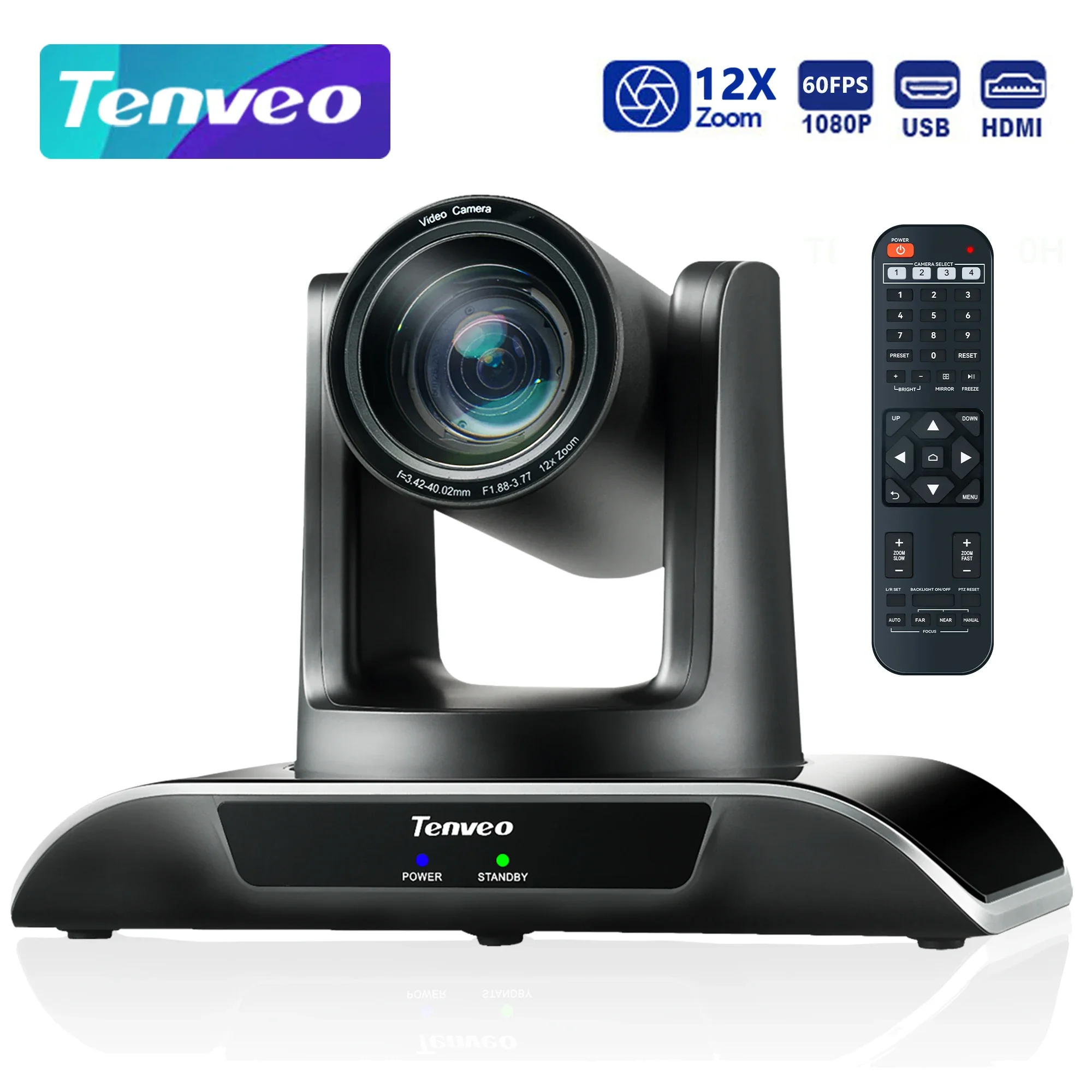 Hot Sale Tenveo 12X HDMI/USB PTZ Broadcast Camera Webcam Video Conferencing Cameras For Church/live