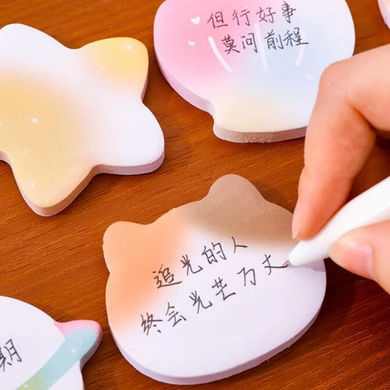 40ピース/ロット創造的な星のシェル猫グラデーションメモパッド創造的なnタイムズ文房具ラベルメモ帳ブックマークポストスクール用品