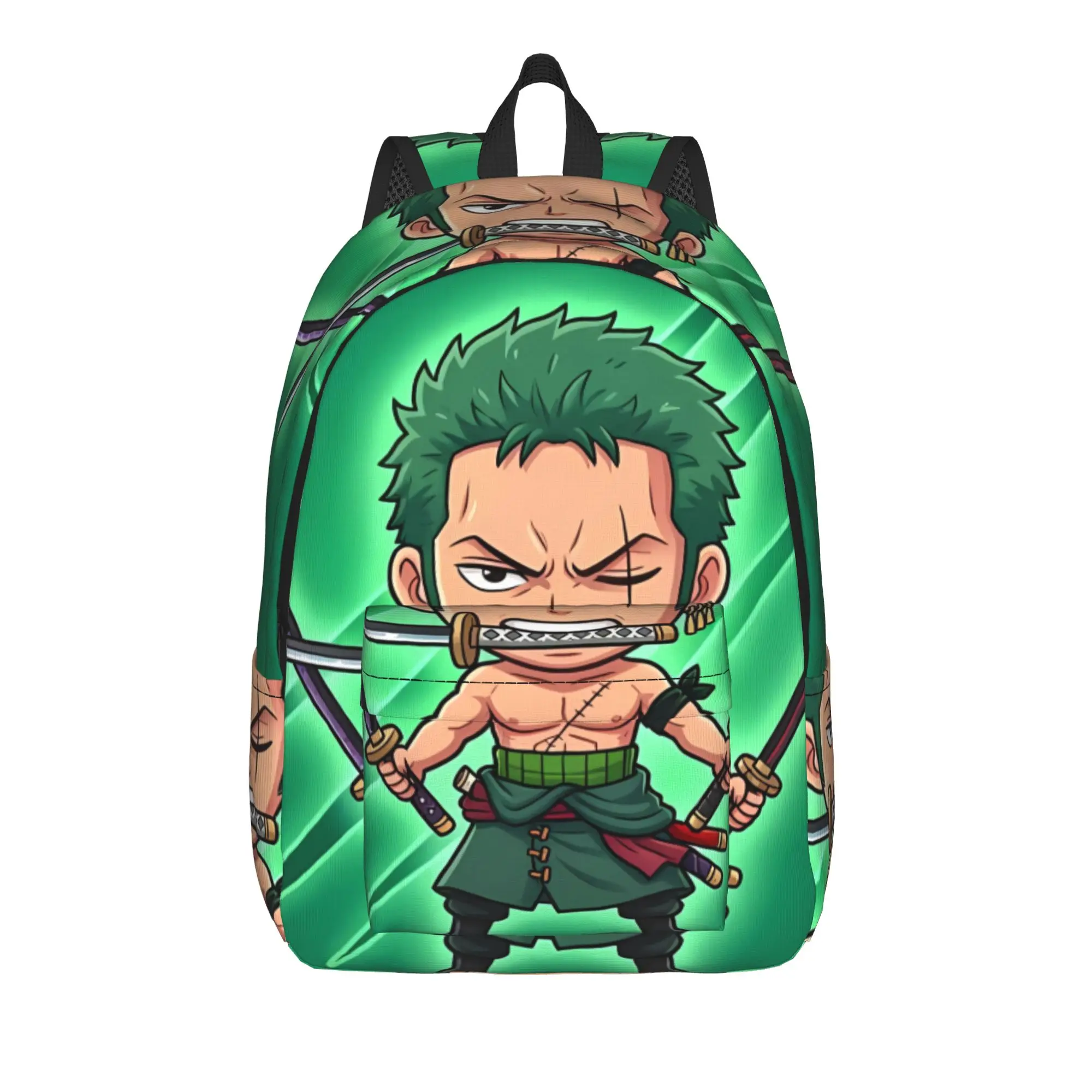 Plain Green Cute Zoro One Piece Backpack  Streetwear Backpacks Female Cycling Lightweight High School Bags High Quality Rucksack