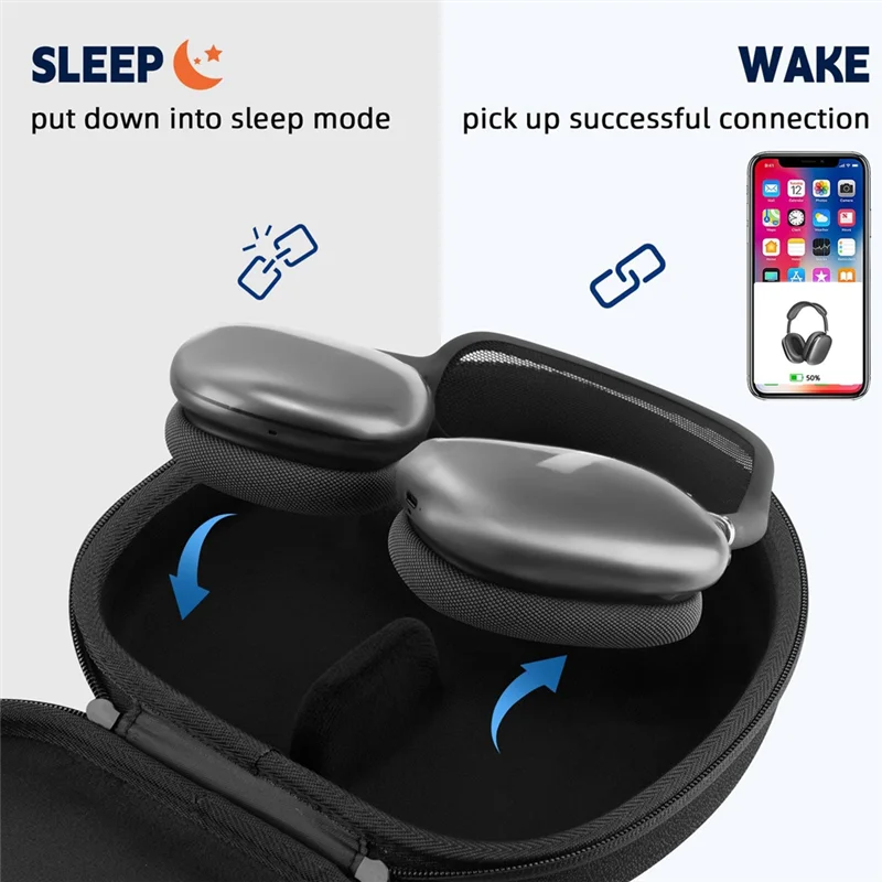 Classy-Travel Carry Case For Max Hard Bag Supports Sleep Mode, Headphone Storage Organizer Portable