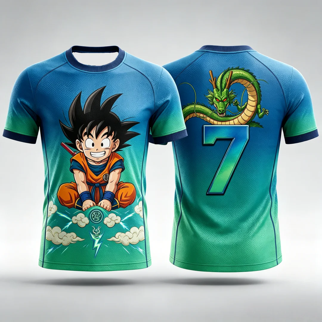 2026 Dragon Ball Kid Goku & Shenron # 7 Jersey T-Shirt 3D-Druck Anime Tee Atmungsaktive Sportbekleidung für Männer Frauen Fans Streetwear Top – Detail 9