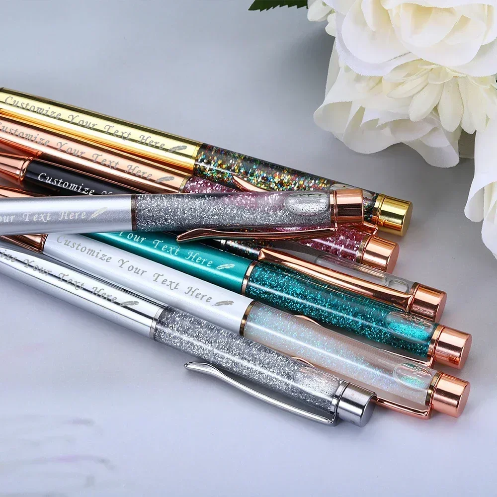 1pcs Gold Aluminum Ballpoint Pens Office Birthday Gifts Free Engraved Name Private Laser Custom Logo Personalized Custom