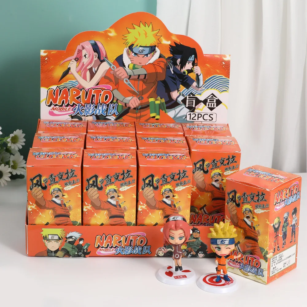 12pcs/Set Surprise Blind Box Anime Action Figures ONE PIECE Demon Slayer NARUTO Doll Model Decorative Ornament Toys Kids Gifts ﻿