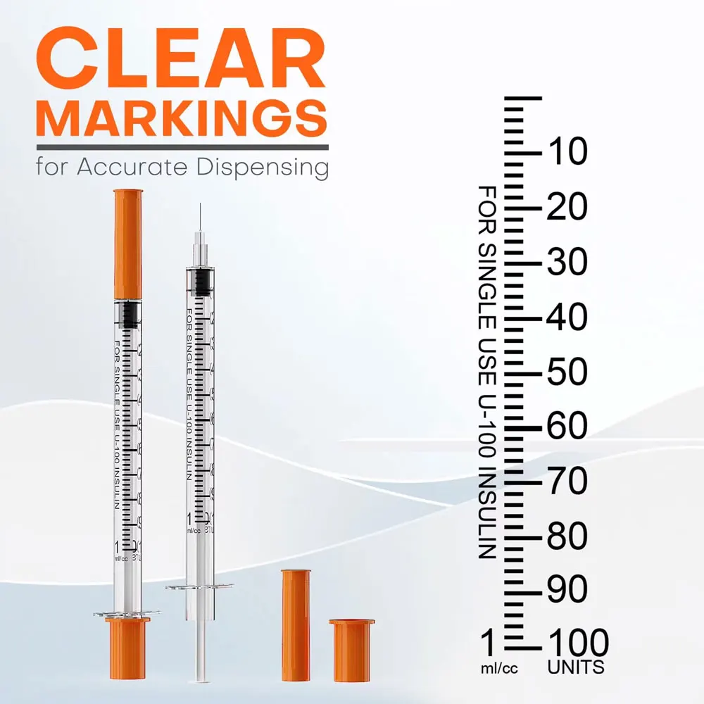 Disposable Injection Consumables 1ml 31G 8mm Sterile Insulin Syringe With 5/16