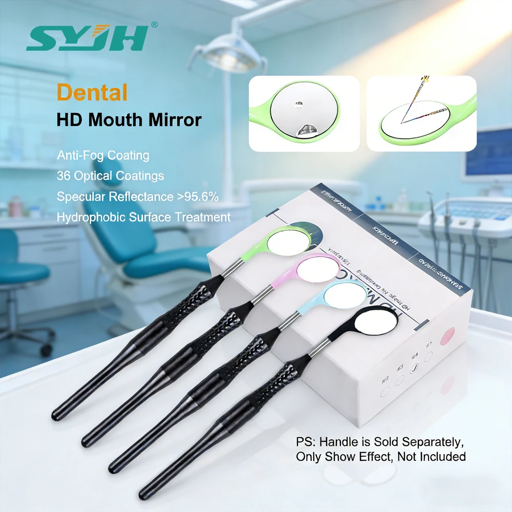 

SYJH Dental UHD Mirror HD Mouth 4 Colors To Choose From Mirror Waterproof with Detachable Stainless Steel Handle Dental Tools