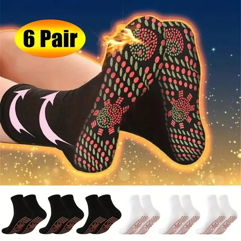 1/6Pairs Winter Self-heating Health Care Socks Women Ski Sports Self Heated Massage Men Short Sock Magnetic Therapy Warm Socks