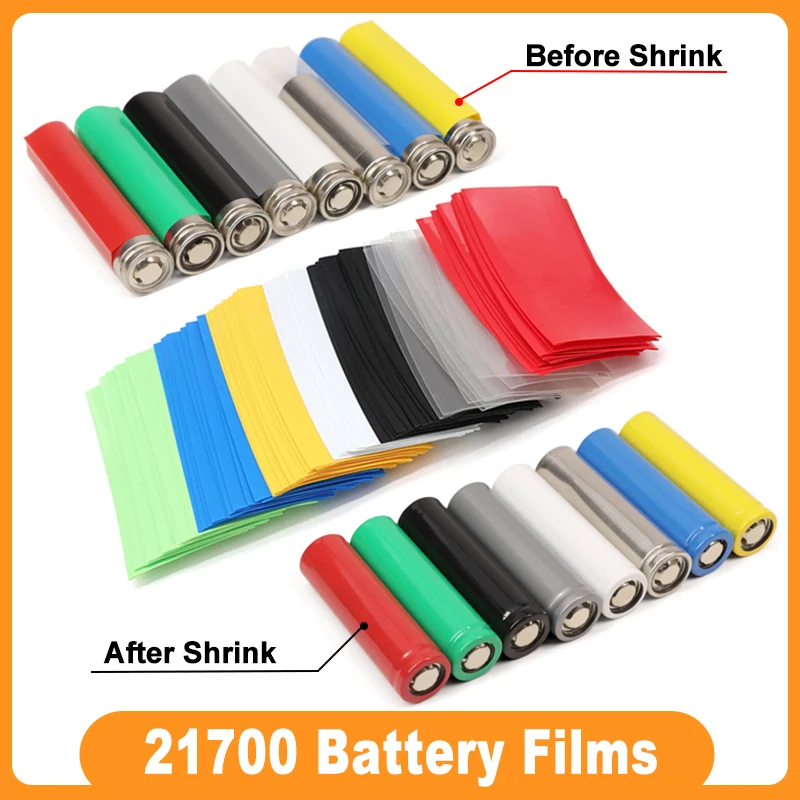 

25~1000pcs 21700 Battery Films Case PVC Heat Shrink Wrap Pre-cut Insulated Wrapping Sleeve Shrinkable Heat-shrink Tubing 78x36mm