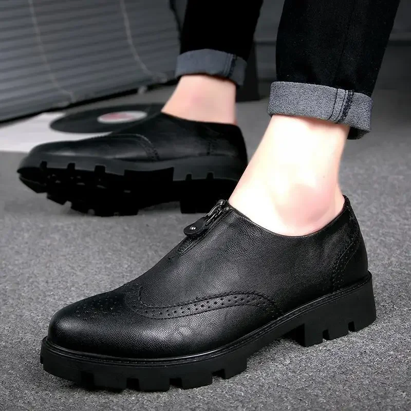 Moccasin Leather Shoes for Men Black Pointed Toe Soft Classic Original In Promotion Man Casual Shoe High Quality Fashion Social