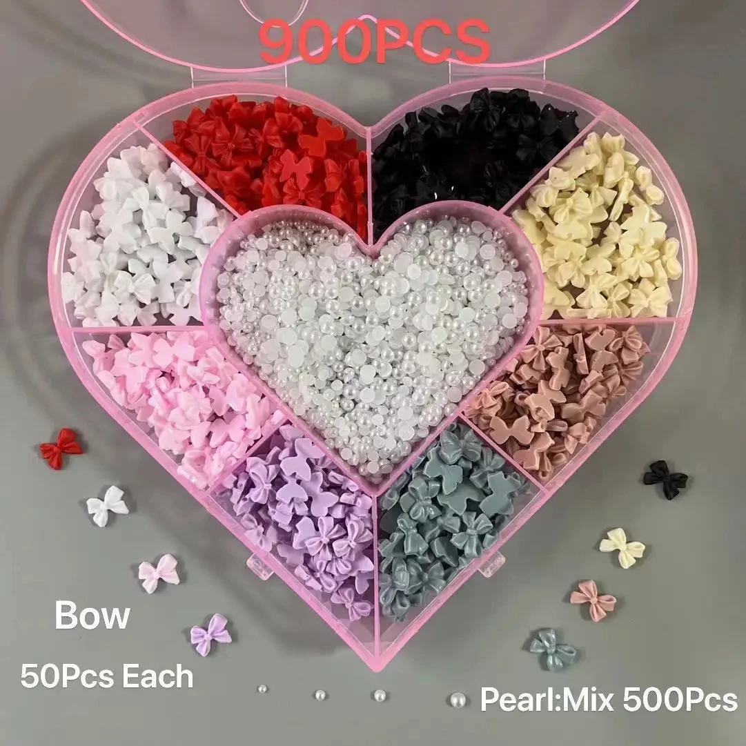 

Autumn Nails Decor Ribbon Butterfly Pearl Heart Flower Bow Ties 3D Elegance Coloful Manicure Set Nail Figure Charms Accessries