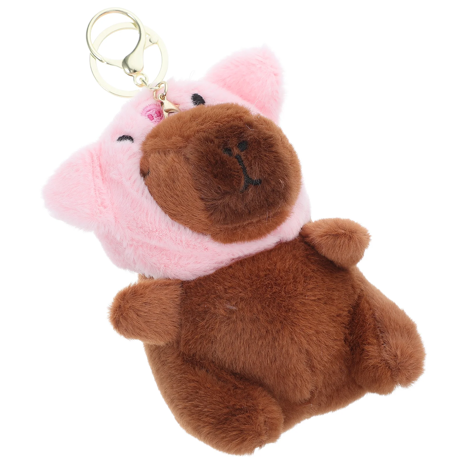 Capybara Keychain Keyring Holder Accessories Hat Pp Cotton Lovers Rings for Car Keys