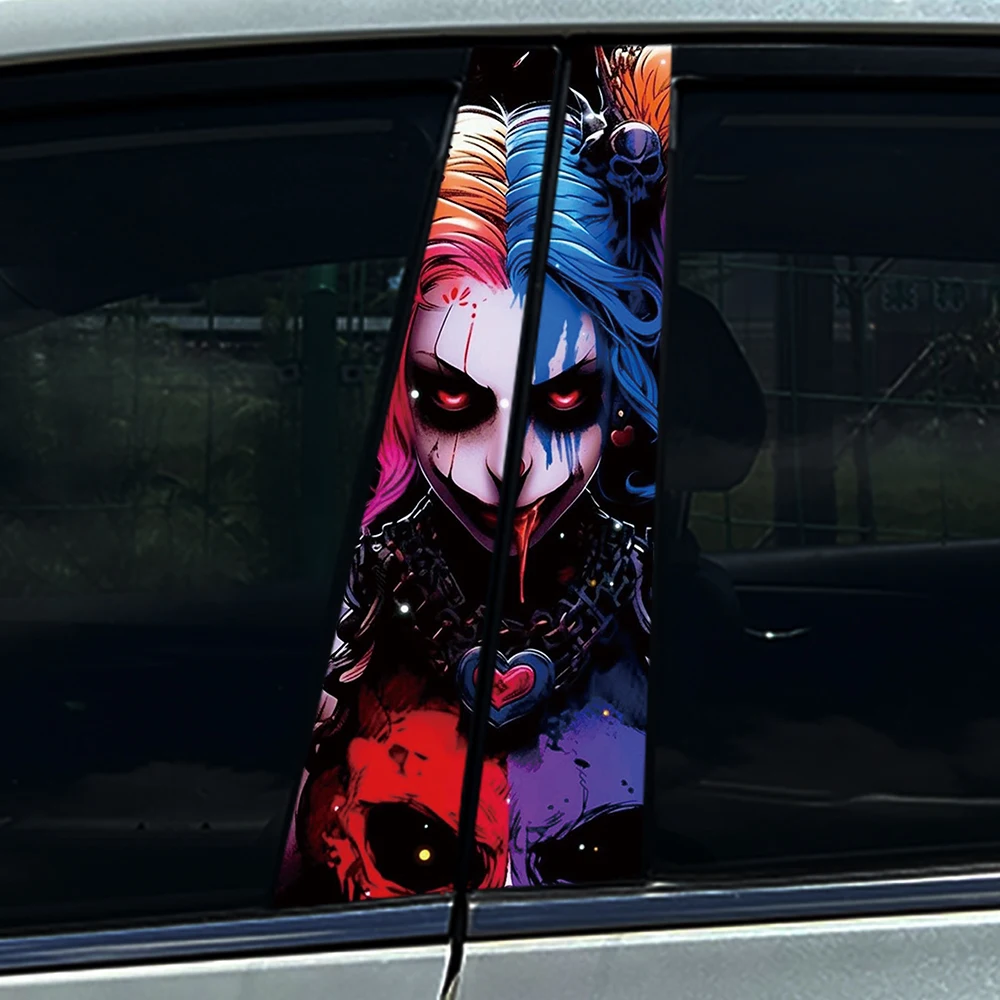 Gothic Clown Girl Car B-pillar Stickers Auto Center Column Decoration Cover Scratches Waterproof Decals Car Accessories image 5