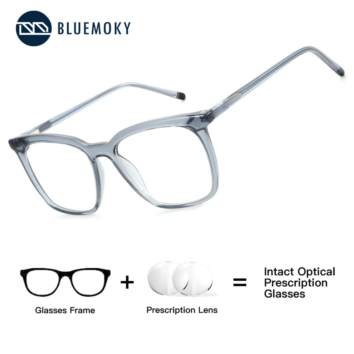 BLUEMOKY Square Prescription Glasses Men Photochromic Anti Blue Light Myopia Correction Degree Optical Eyeglasses