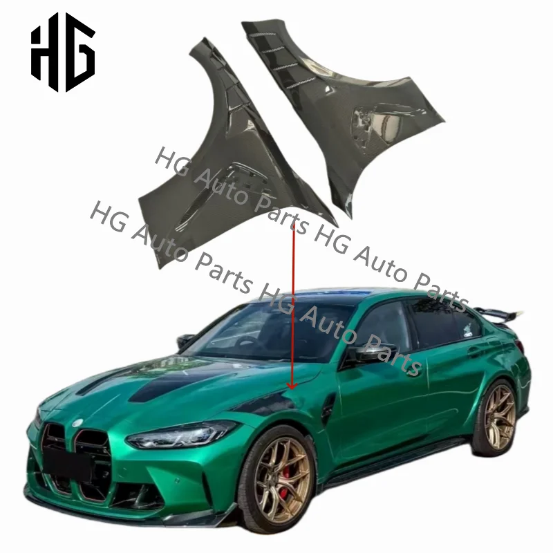 High Glossy Carbon Fiber Side Fenders Air Vent Cover For 2021 BMW M3 M4 G80 G82 Upgrade AE Style Car Fenders Auto Accessories