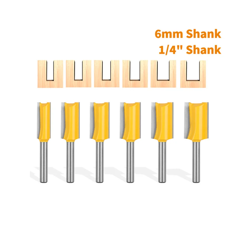 Woodworking straight knife slotting and trimming, 6/6.35mm handle diameter set, overall tungsten steel material