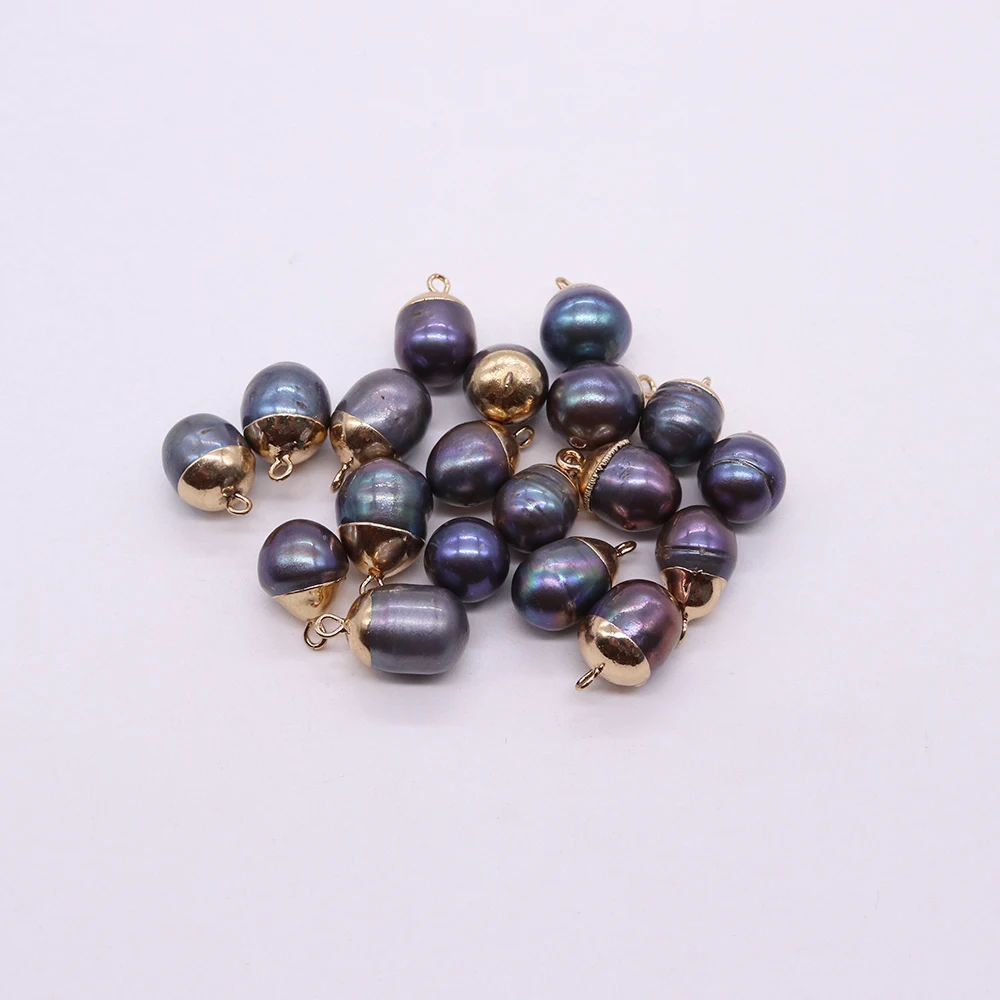 Round Natural Baroque Pearl Pendant Purple Black Jewelry Freshwater Pearl Accessories Necklace Accessories DIY Handmade Gift