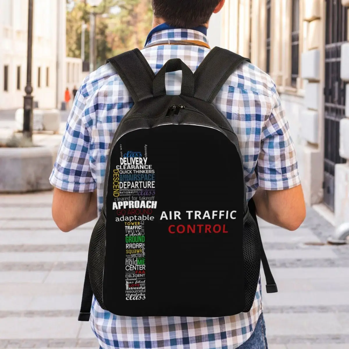 Mochila portátil personalizada do controlador de tráfego aéreo, Bookbag escolar para estudante universitário, Saco piloto de combate aéreo para mulheres e homens, Moda