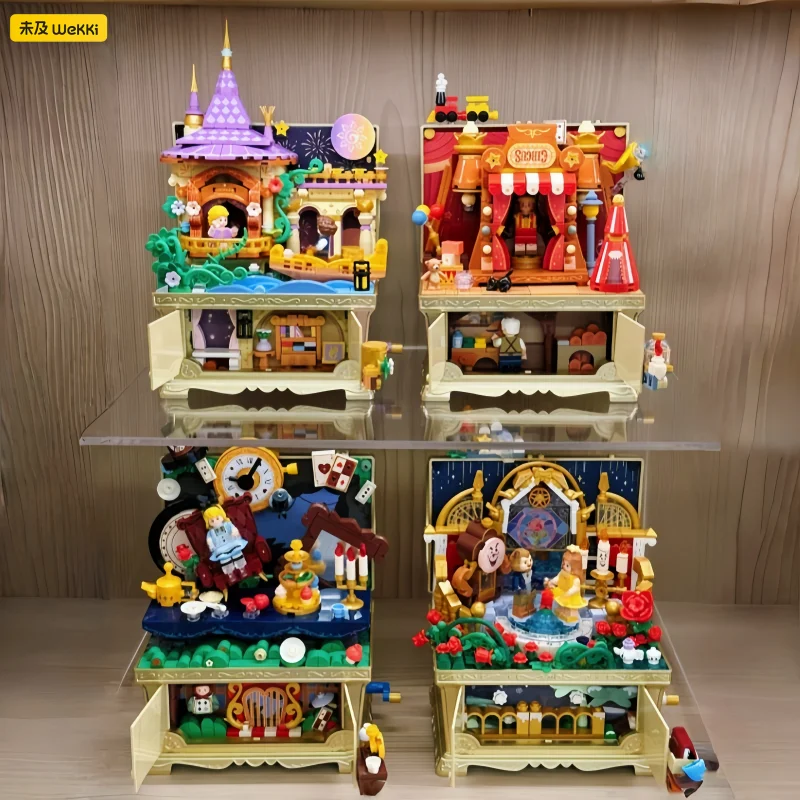 

Wekki Сказочная музыкальная шкатулка сокровища Строительные блоки Алиса Принцесса Сборка фильмов Куклы Модель Орнамент Музыкальная шкатулка детский подарок