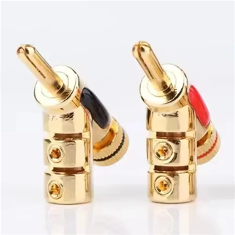 

A84E-2 позолоченные 45-градусные фиксирующие штекер типа «банан» для разъемов аудио-видео кабелей для HIFI