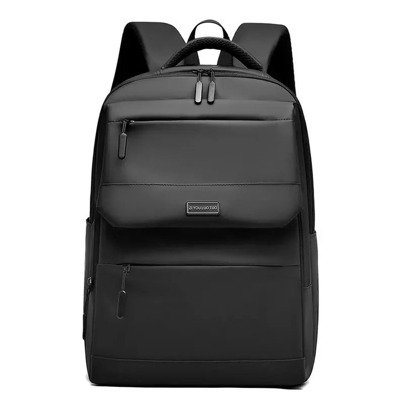 Men Slate Blue Laptop Backpack With Multi Front Pockets Waterproof Business Travel Commuter Bag Padded Straps Daily Work
