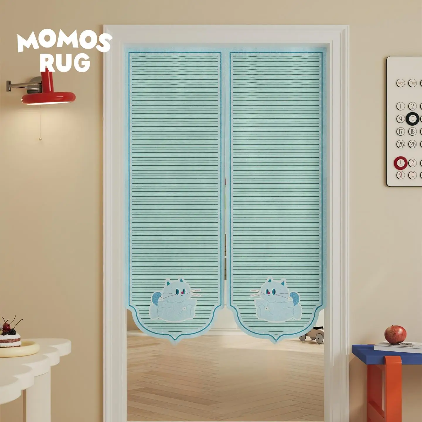 Striped Blue Cat Noren Door Curtain Cartoon Hanging Curtain Kids Bedroom Doorway Privacy Partition Room Divider Home Decor
