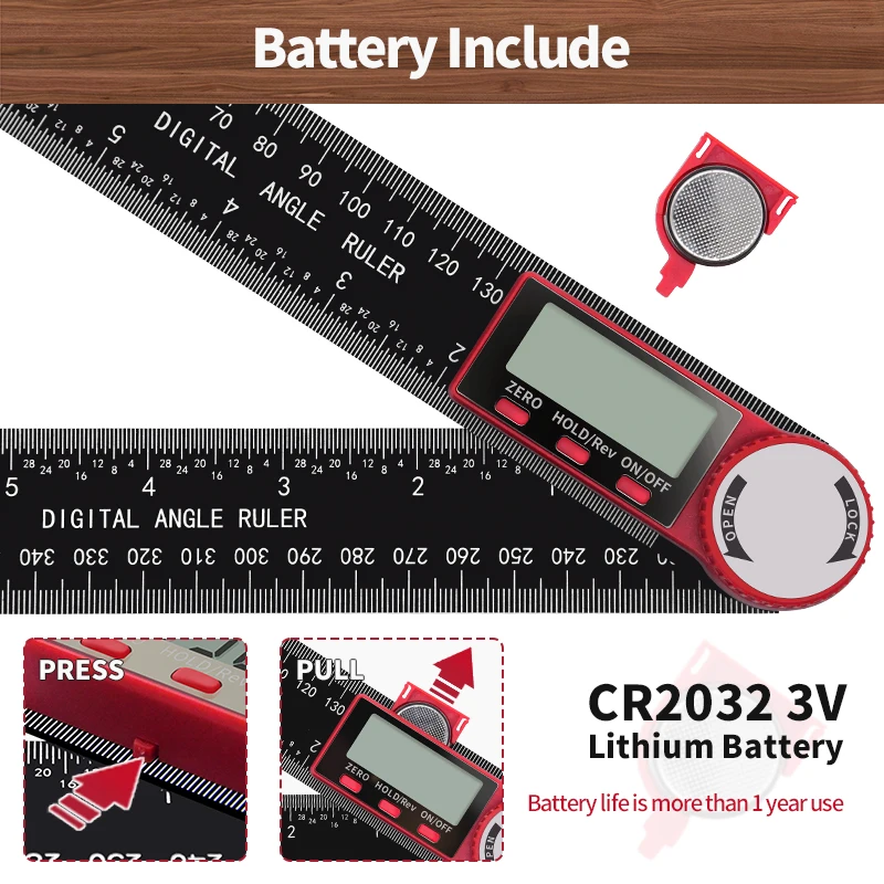 2 in 1 Miter Saw Digital Angle Finder Protractor with 7inch/200mm Measuring Tool for Wooden Working