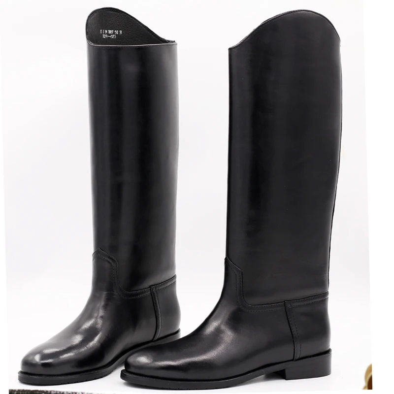 New Arrival Black Long Knee Boots Men Round Toe Buckle High Top Casual  leather Shoes Man Motorcycle Boots Size 37-49