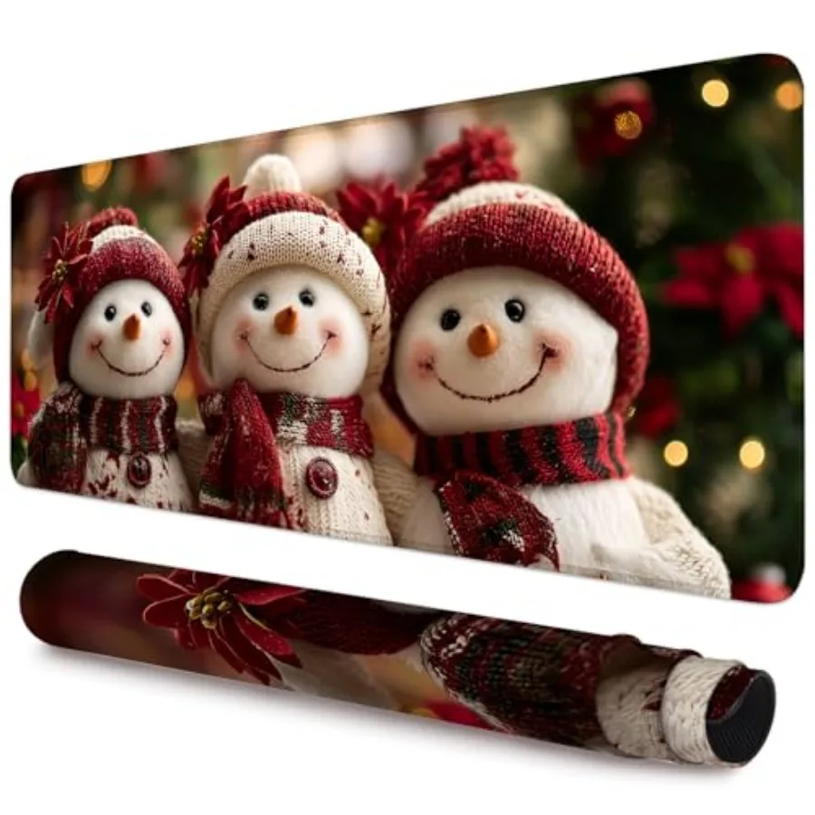 

Winter Snowman Gaming Mouse Pad 35.4"x15.7", Large XXL Extended Desk Mat with Non-Slip Rubber Base and Stitched Edges, Waterpro