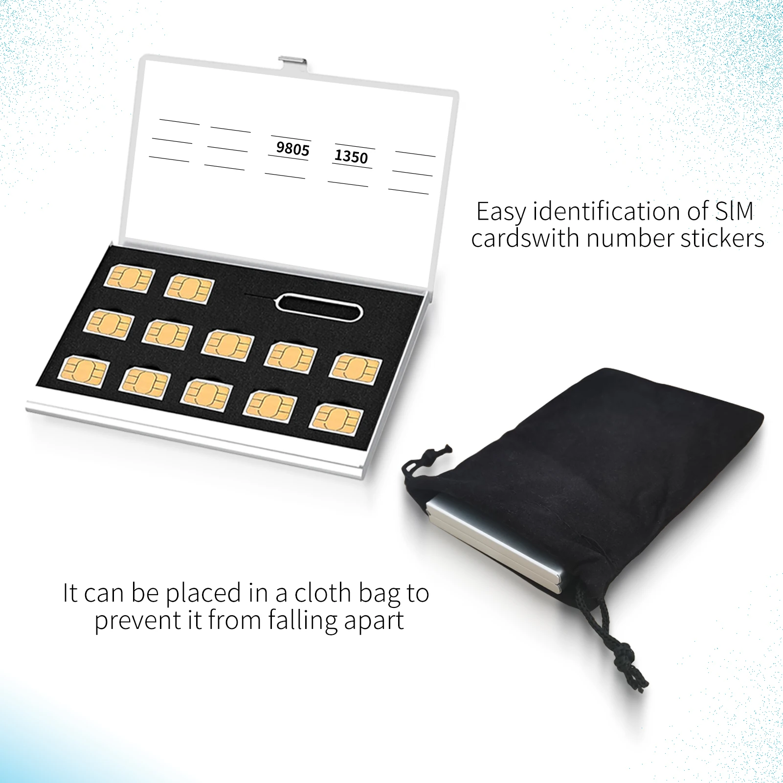 Aluminum Storage Box Bag Holder For Nano SIM Card And pin